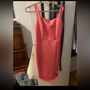 Suzy Shier pink square neck midi dress small ( stretchy could fit a medium)